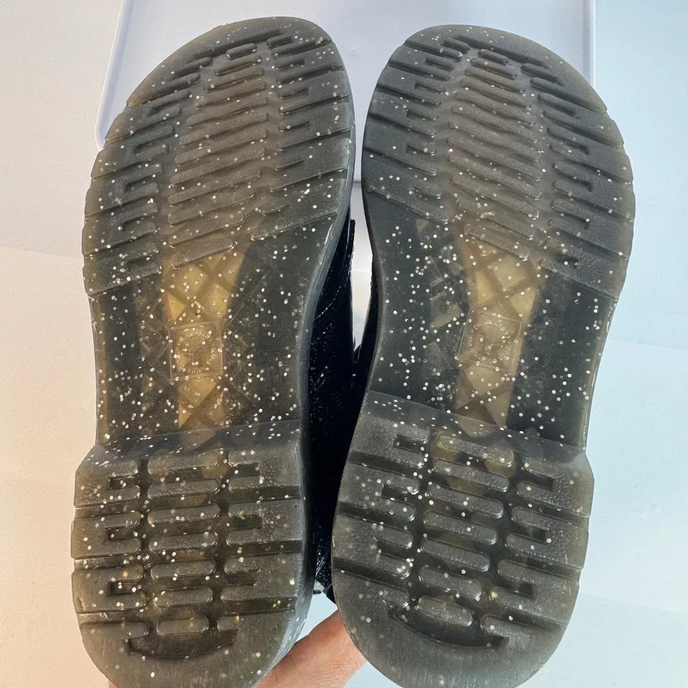 Dr. Martens 1460 J Kids Black Patent Splatter Combat Boots Size 3 US 2 UK 34 EU